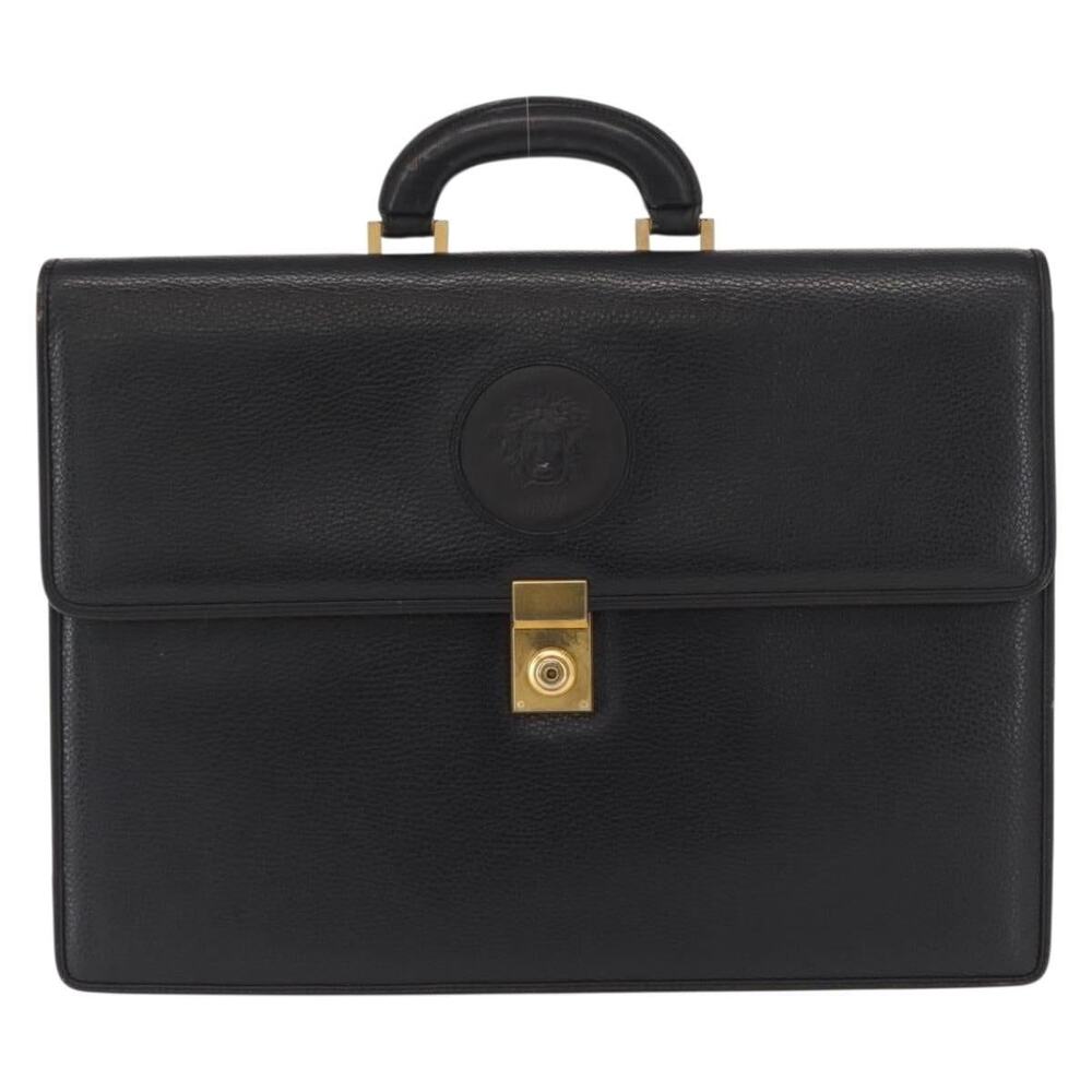 Gianni Versace Leather Business Bag Black